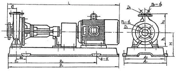 RY系列離心導熱油泵機組安裝尺寸圖